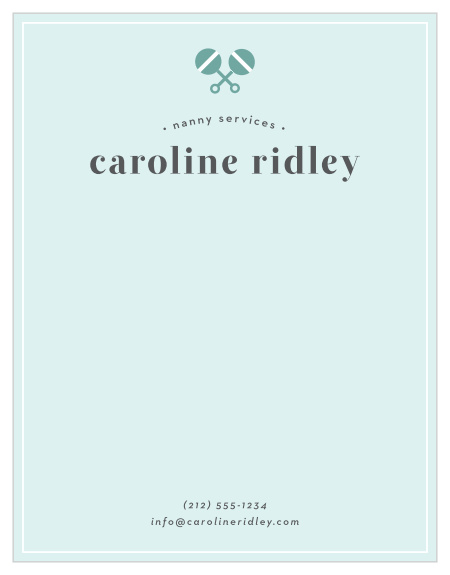Our Nanny Rattle Business Stationery adds a personal touch to your handwritten messages to clients.