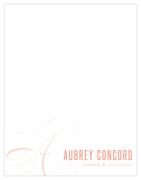 Add a personal touch to your handwritten messages to clients with our Set The Tone Business Stationery. Your initial signs the bottom-left in ballet-pink, swirling calligraphy against a white background. 