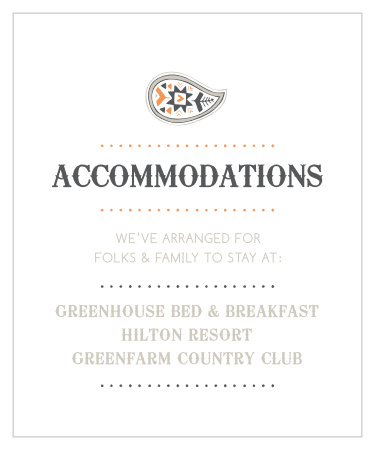 Make things too easy for your guests by providing them with this fully customizable Accommodation card.