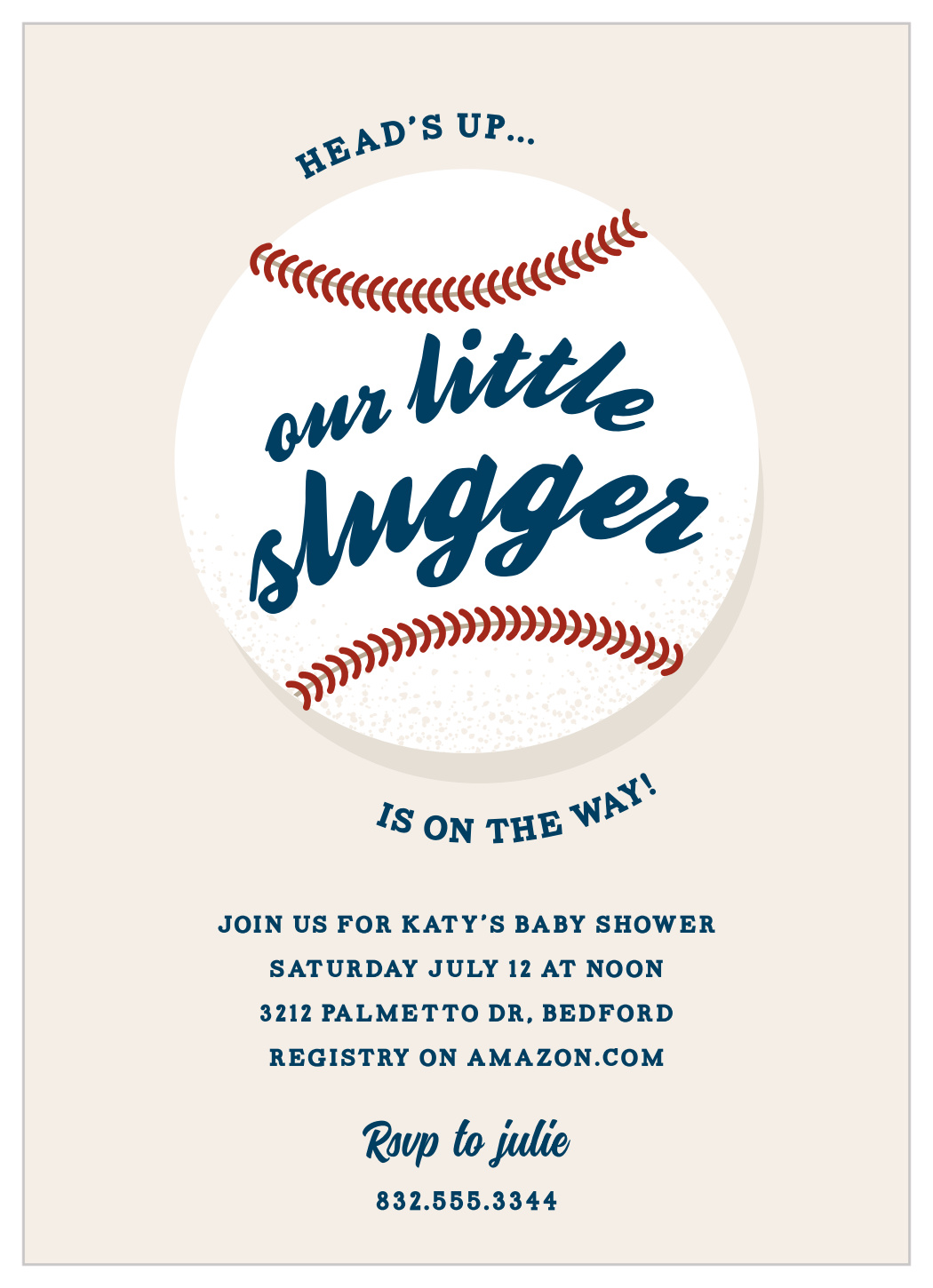 Baseball BBQ Baby Shower Invitations