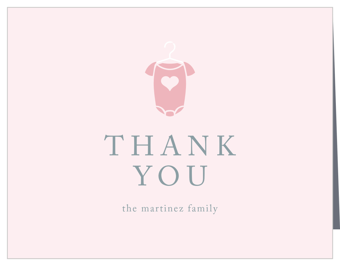 Heart Onesie Baby Shower Thank You Cards