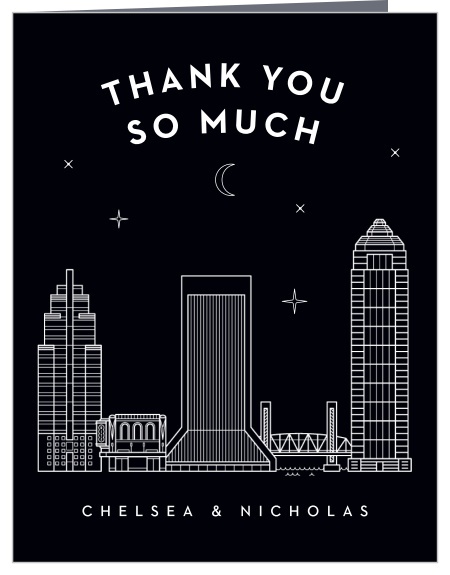 Say all you could ever need to your friends and family with our Jacksonville Skyline Wedding Thank You Cards.