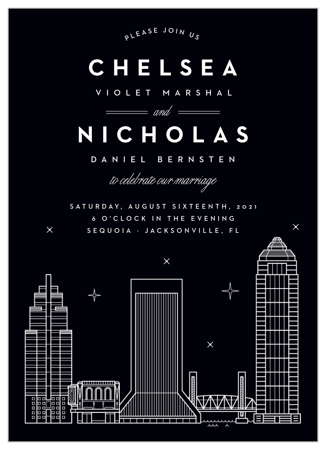 Jacksonville Skyline Wedding Invitations by Basic Invite