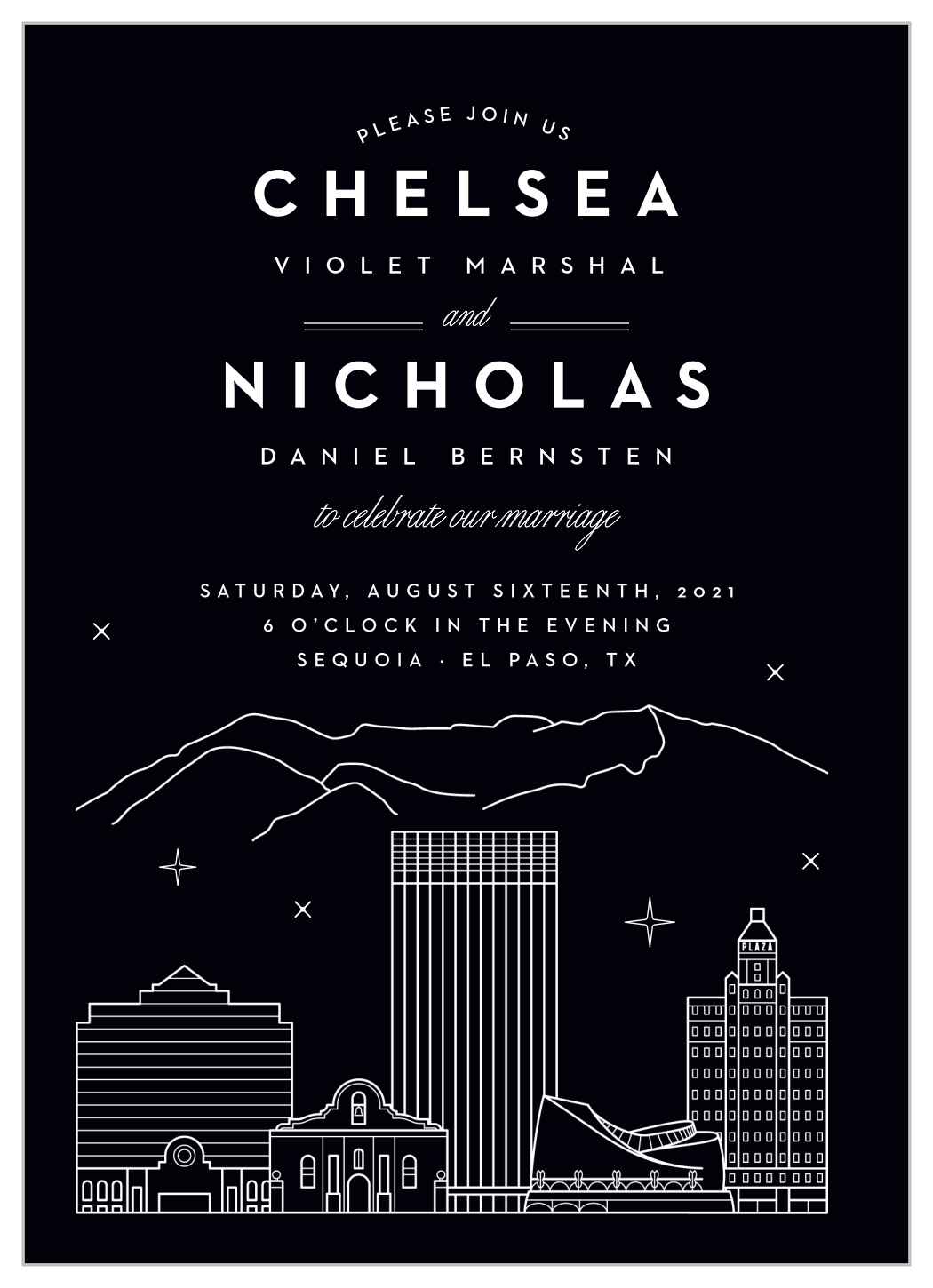 El Paso Skyline Wedding Invitations by Basic Invite