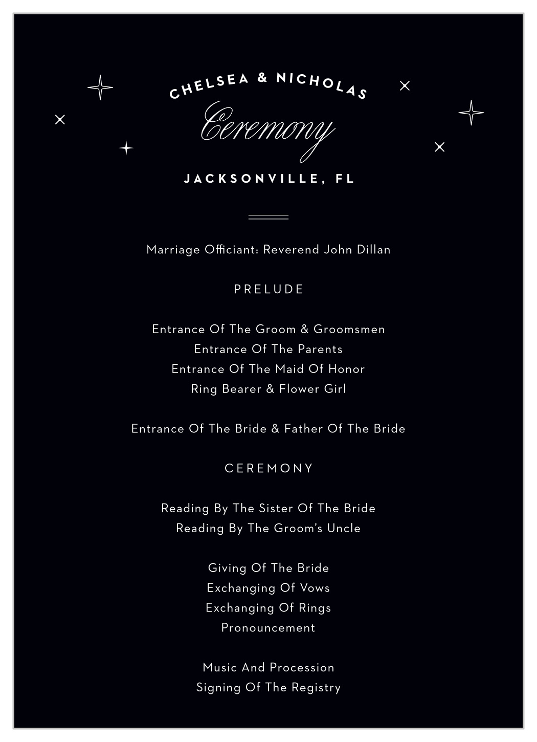 Jacksonville Skyline Wedding Programs