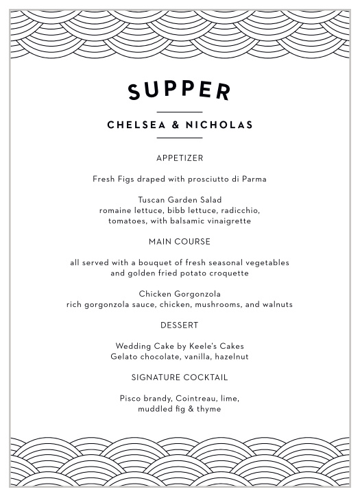 Let your family and friends know what you will be serving at your wedding dinner with our El Paso Skyline Wedding Menus.