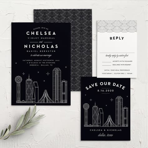 Dallas Skyline Wedding Invitations