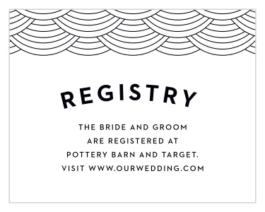 Help your guests get you not only what you need but what you want using the Dallas Skyline Registry Cards. A scale outlined design begins the page.