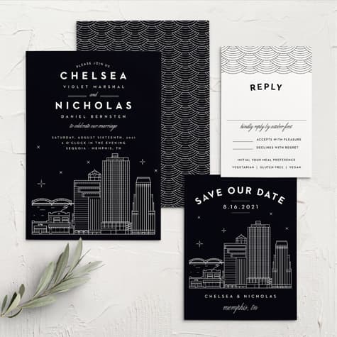 Memphis Skyline Wedding Invitations