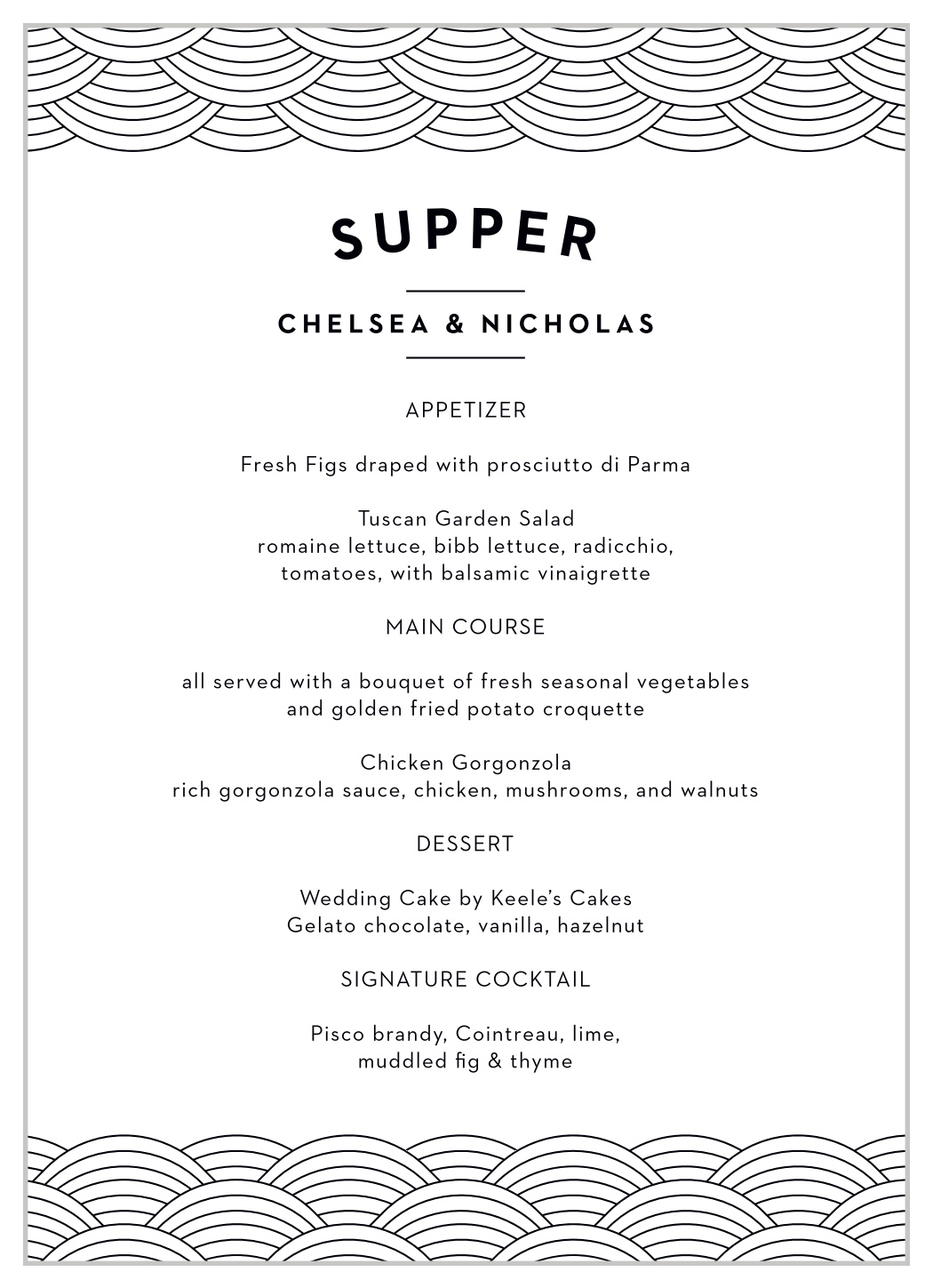 Memphis Skyline Wedding Menus