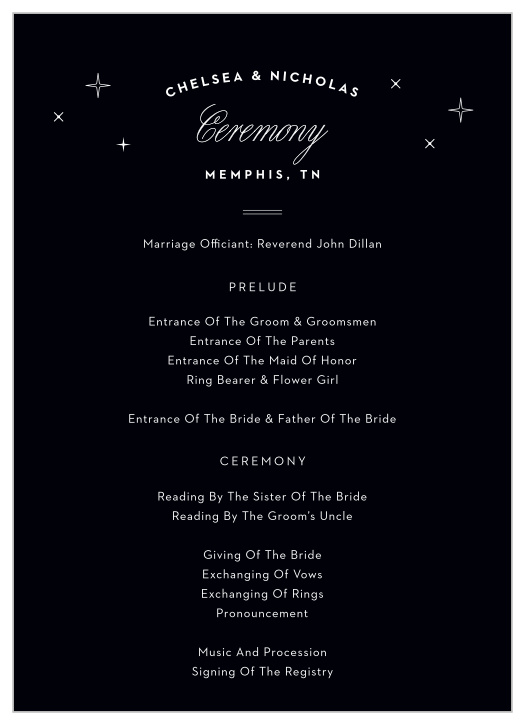 Spell out details of the events surrounding your wedding day in a charming way utilizing our Memphis Skyline Wedding Programs.