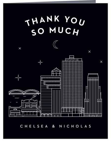 Say all you could ever need to your loved ones with the high-contrast design of our Memphis Skyline Wedding Thank You Cards.