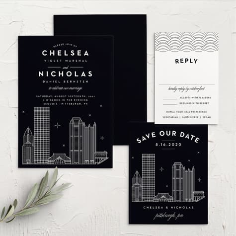 Pittsburgh Skyline Wedding Invitations