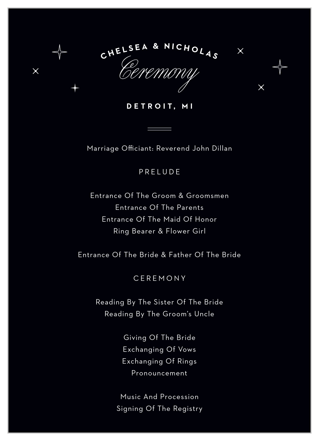 Detroit Skyline Wedding Programs