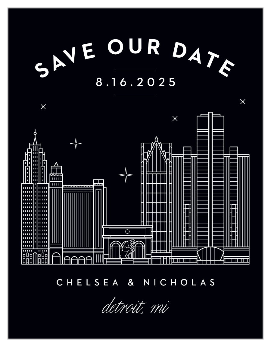 Detroit Skyline Save the Date Magnets