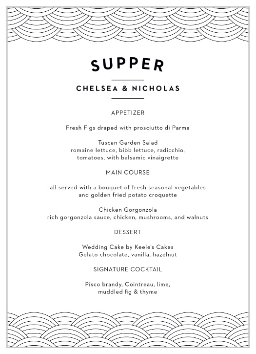 Let your family and friends know what you will be serving at your wedding dinner with our San Jose Skyline Wedding Menus.