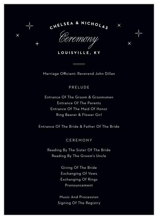 Spell out details of the events surrounding your wedding day in a charming way utilizing our Louisville Skyline Wedding Programs.