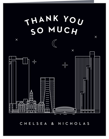 Let your close friends and family know how much you appreciated their support on your big day with our Fort Worth Skyline Wedding Thank You Cards.