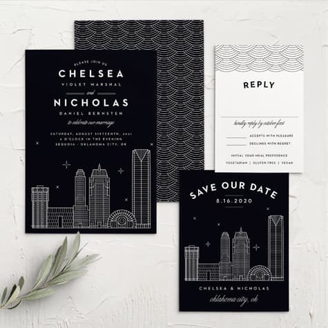 Oklahoma City Skyline Wedding Invitations
