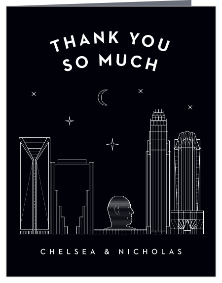 Our Charlotte Skyline Wedding Thank You Cards are the perfect way to share your appreciation with the breathtaking beauty of big city lights.