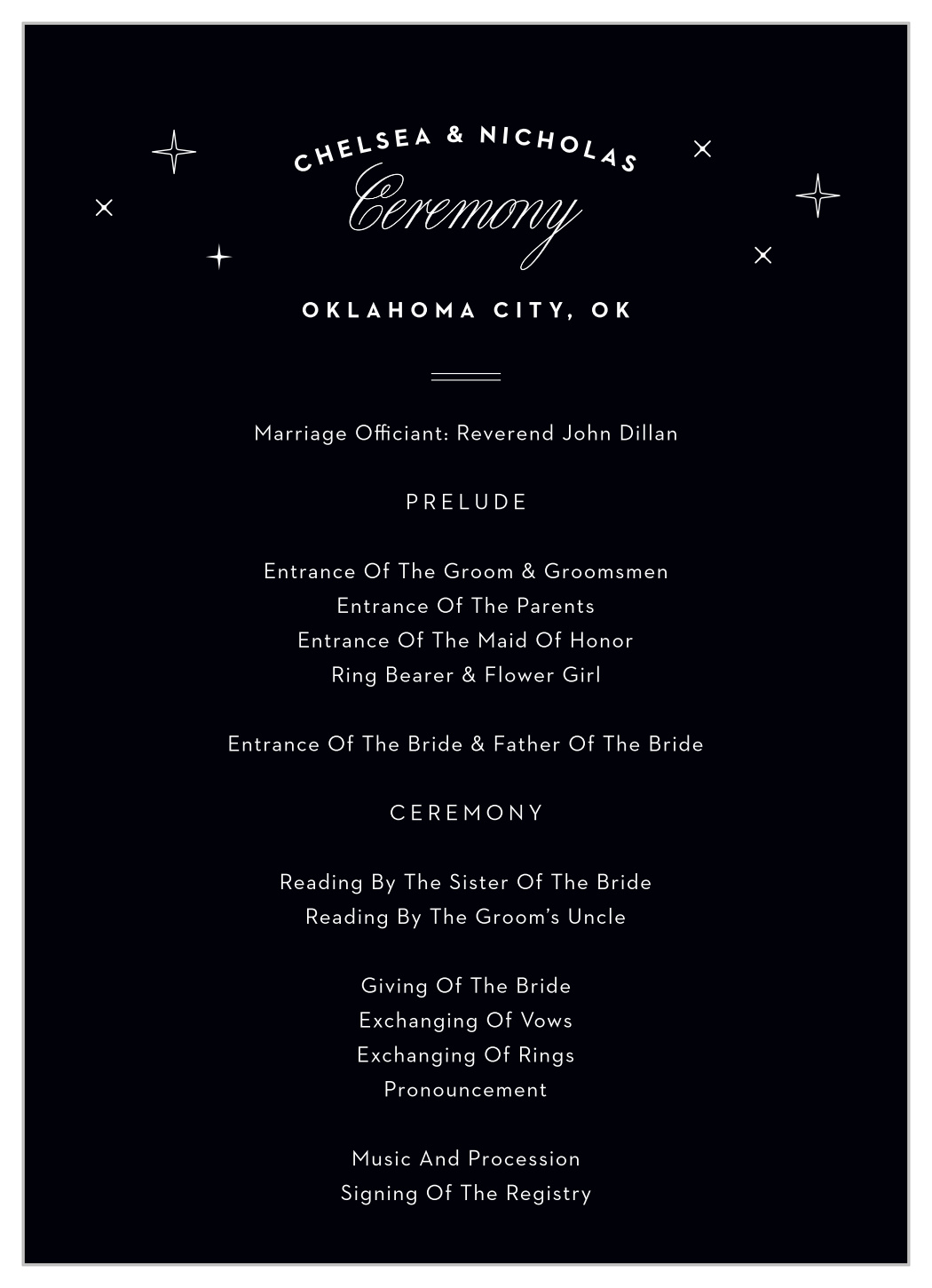 Oklahoma City Skyline Wedding Programs