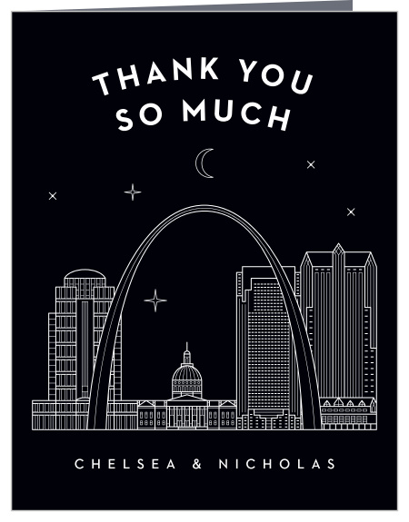 Say all you could ever need to your loved ones with the high-contrast design of our St. Louis Skyline Wedding Thank You Cards.
