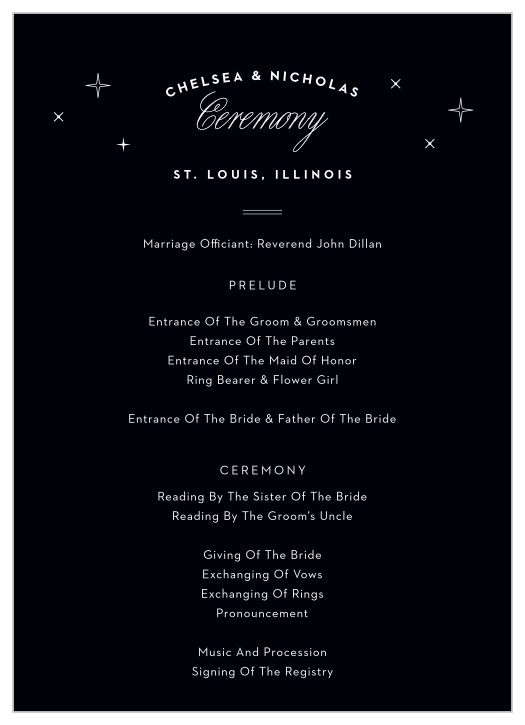 Spell out details of the events surrounding your wedding day in a charming way utilizing our St. Louis Skyline Wedding Programs. 