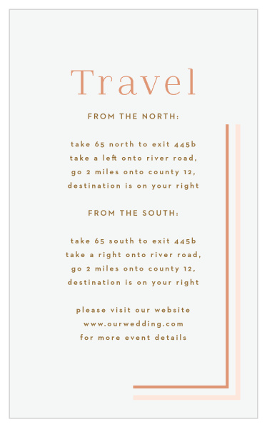 Help your guests navigate to your wedding venue by including our modern Clean Lines Direction Cards in your suite!