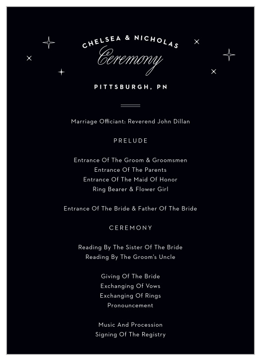 Spell out details of the events surrounding your wedding day in a charming way utilizing our Pittsburgh Skyline Wedding Programs. 