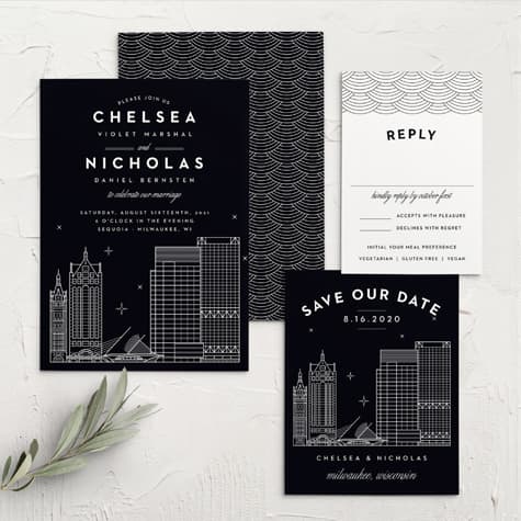 Milwaukee Skyline Wedding Invitations