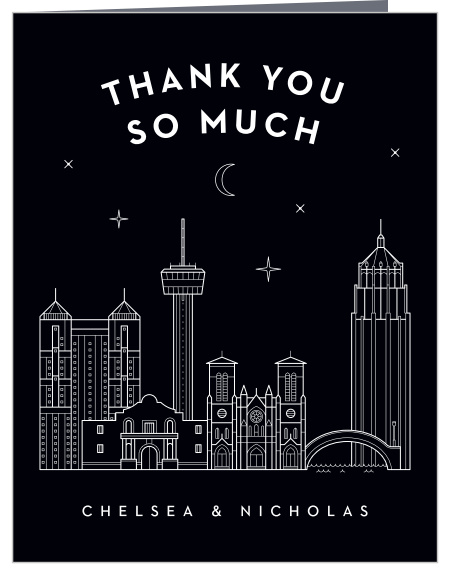 Say all you could ever need to your loved ones with the high-contrast design of our San Antonio Skyline Wedding Thank You Cards.