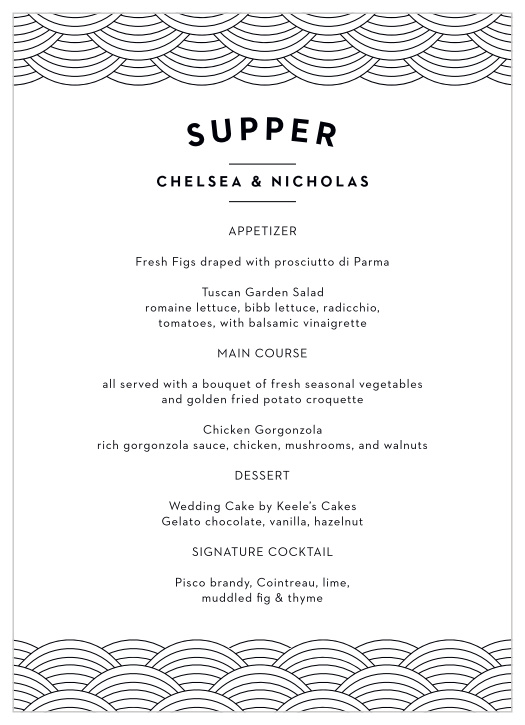 Our Portland Skyline Wedding Menus inform your cherished guests on what will be served at dinner on your wedding day.