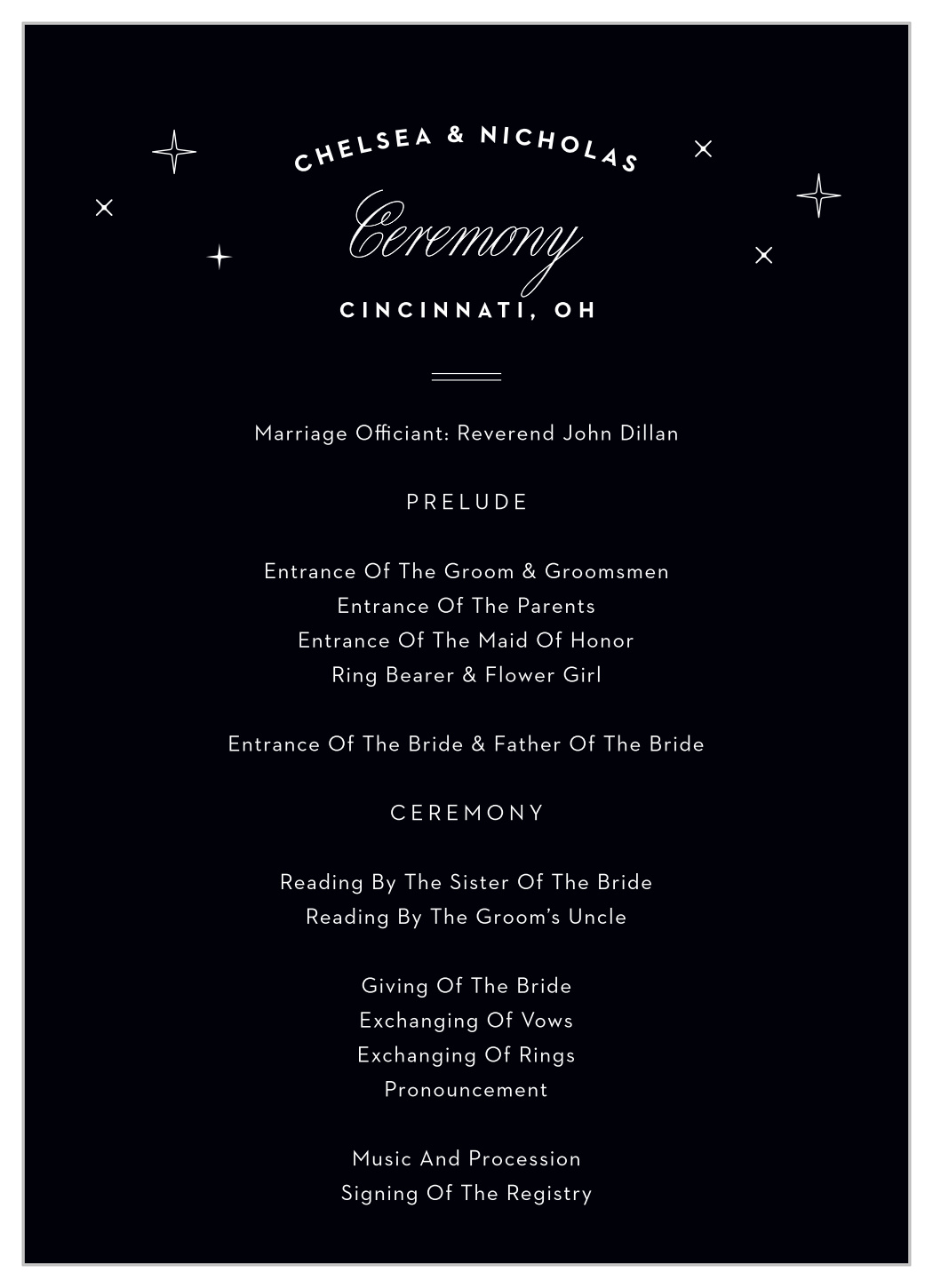 Cincinnati Skyline Wedding Programs