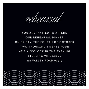 Invite your family and friends to your wedding ceremony with our Columbus Skyline Rehearsal Cards.