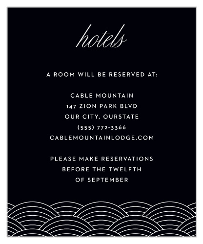 Suggest your favorite nearby hotels to your out-of-town guests with our Columbus Skyline Wedding Accommodation Cards. 