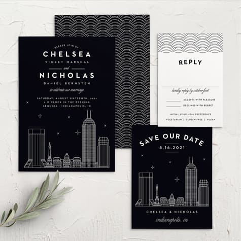 Indianapolis Skyline Wedding Invitations