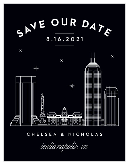 Our Indianapolis Skyline Save-the-Date Cards are the perfect way to make sure your out of town guests can be there for your big day!
