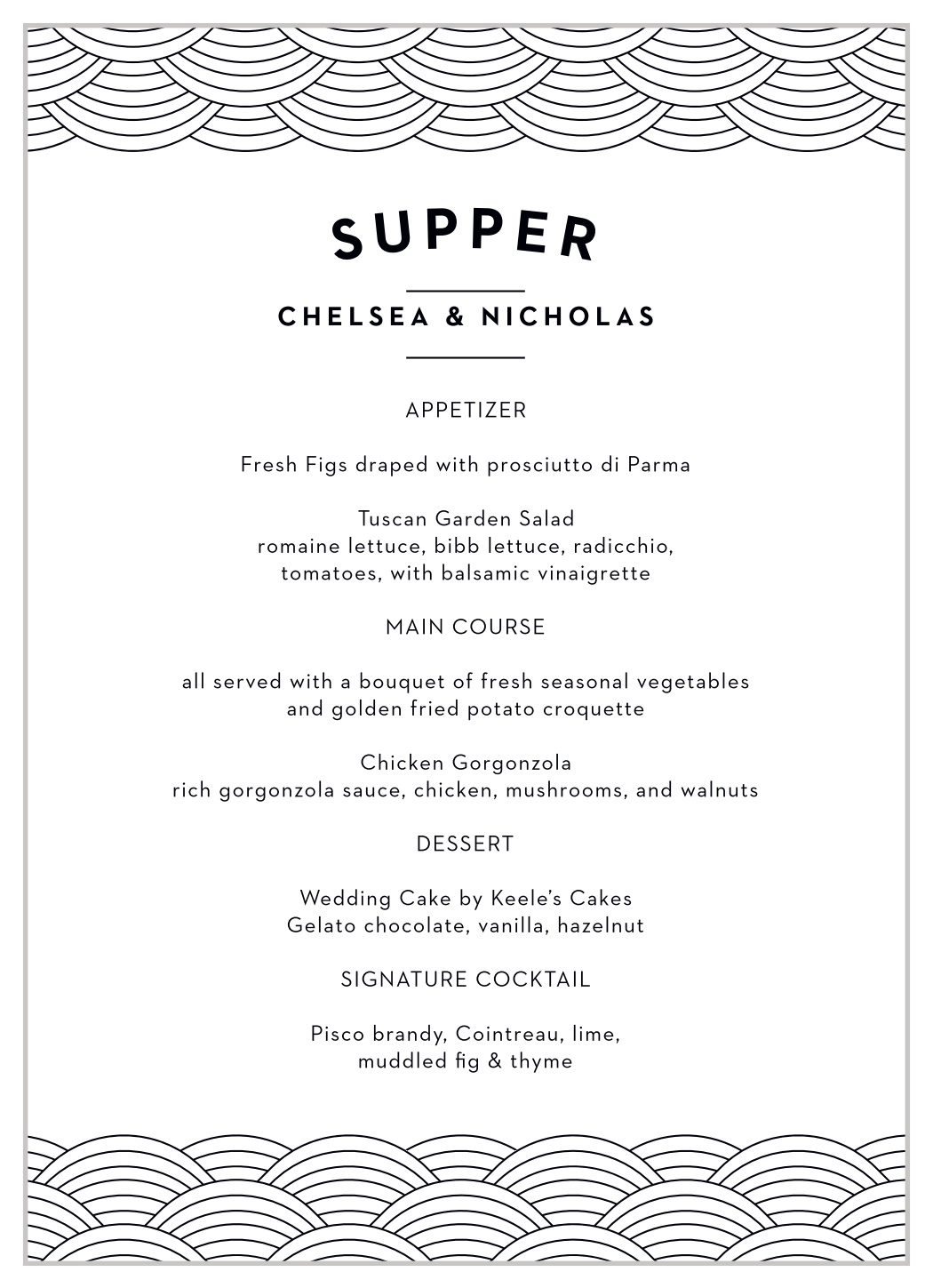 Tucson Skyline Wedding Menus