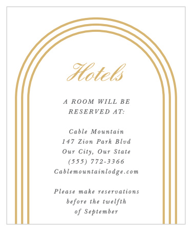 Let family and friends know where you have booked a block of rooms with our Simple Elegant Accommodation Cards. 