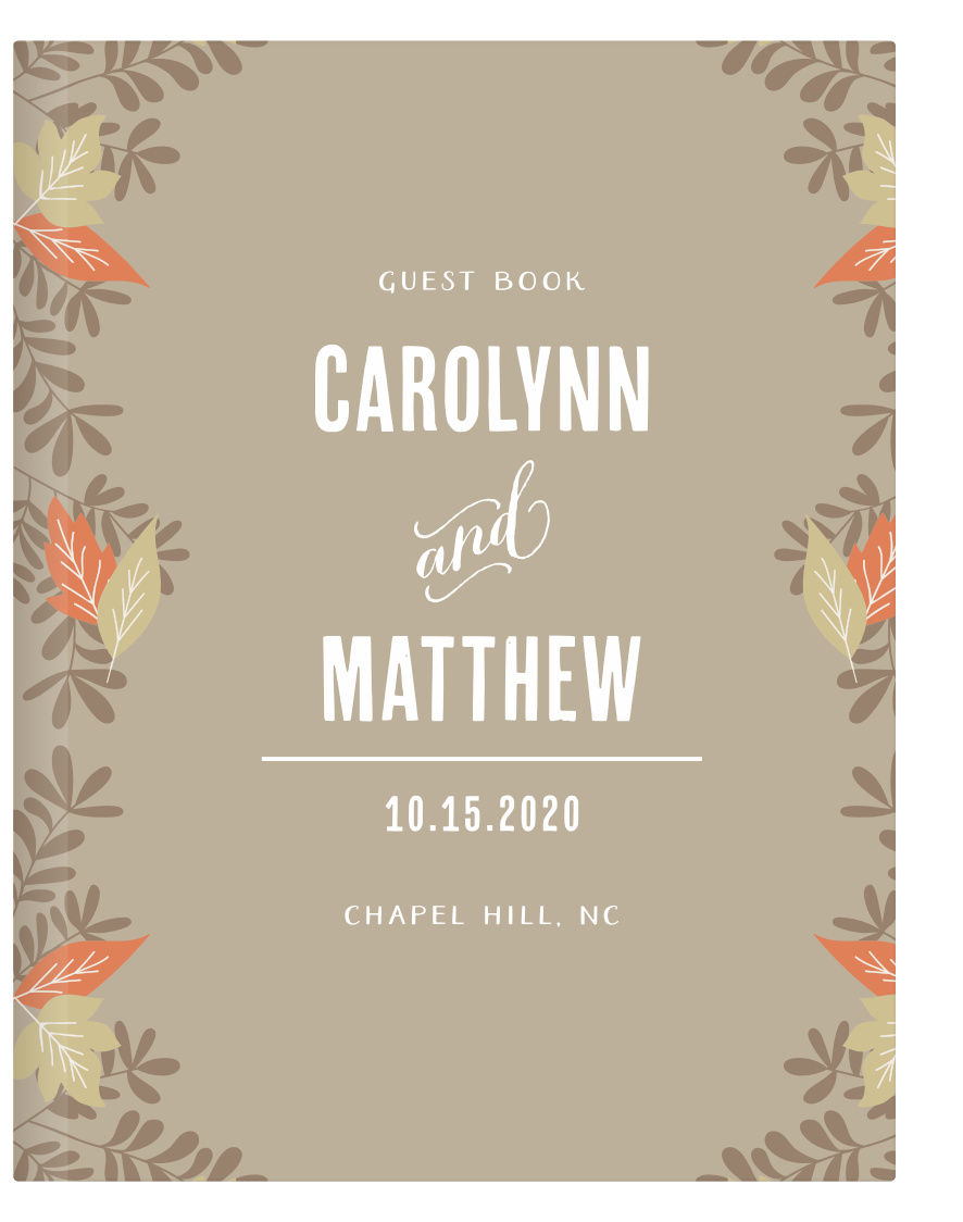 Personalize the colors and fonts of our Autumn Leaves Foil Guest Book to coordinate with your fall wedding theme.