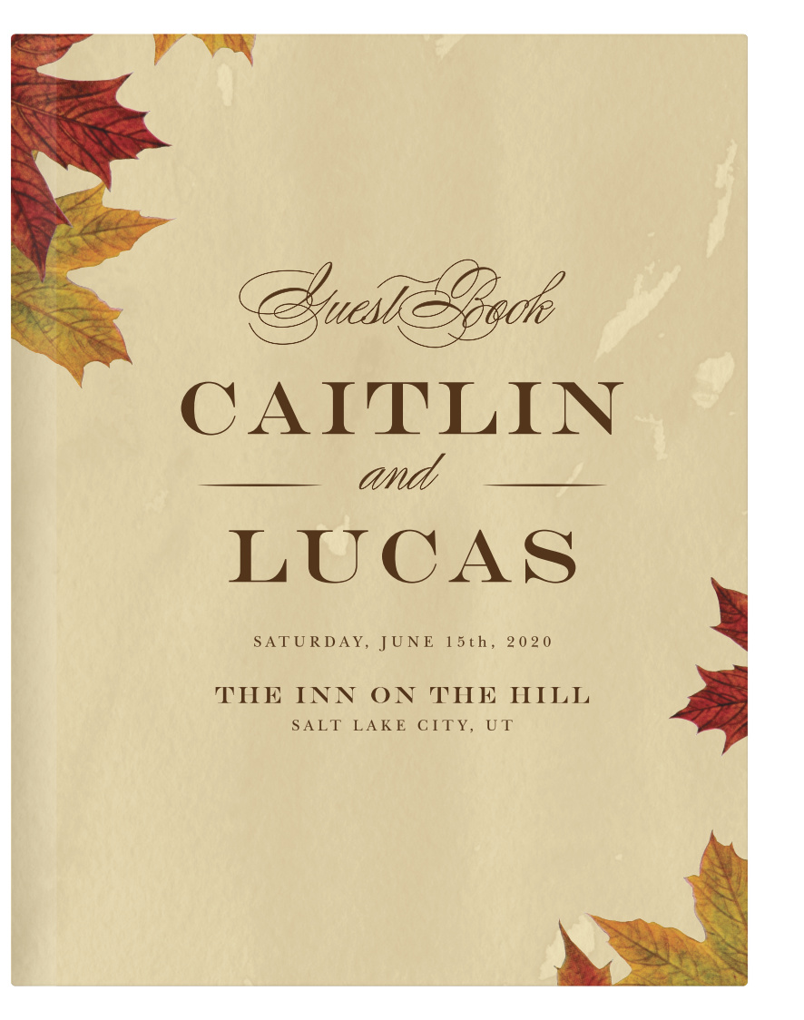 Create a timeless wedding keepsake with our Leaves of Fall Guest Book.