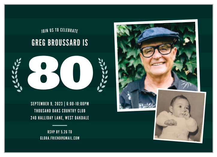 Your 80th is an important birthday and is a perfect time to throw a party, so get the ball rolling with our Rugby Eighty Milestone Birthday Party Invitations!