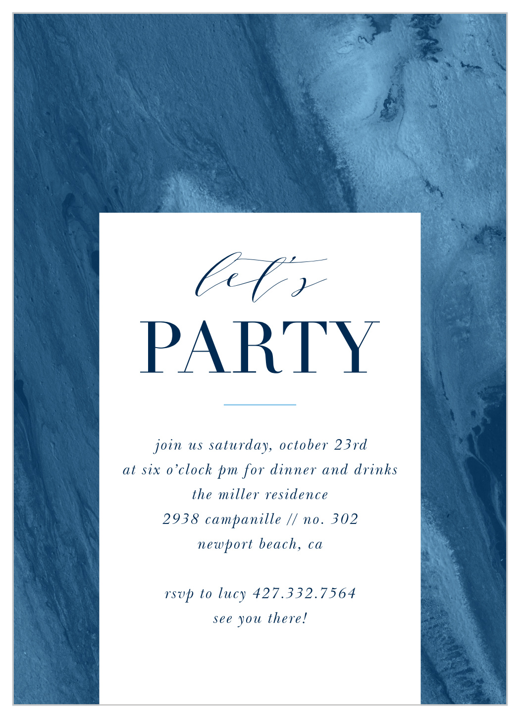 Marbled Azure Party Invitations