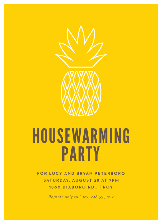 Gather your close friends and family together to celebrate your new abode with our Fresh Pineapple Housewarming Invitations.