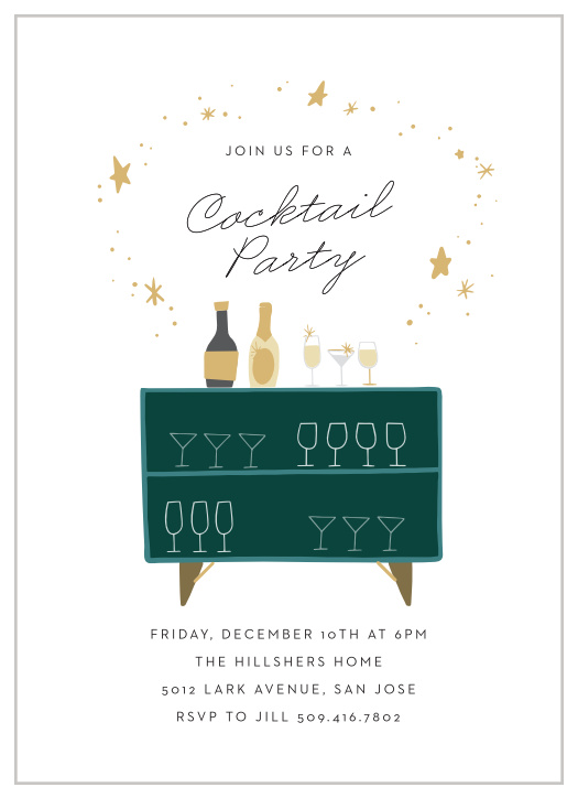 Celebrate another grand accomplishment by inviting your greatest supporters over with our Cocktail Bar Party Invitations!