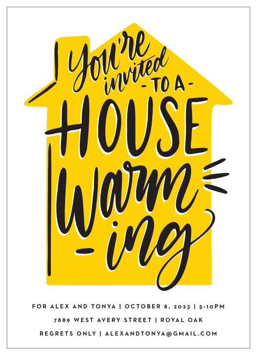 Our Warm The House Housewarming Invitations bring your close friends and family together to celebrate your new chapter in life.