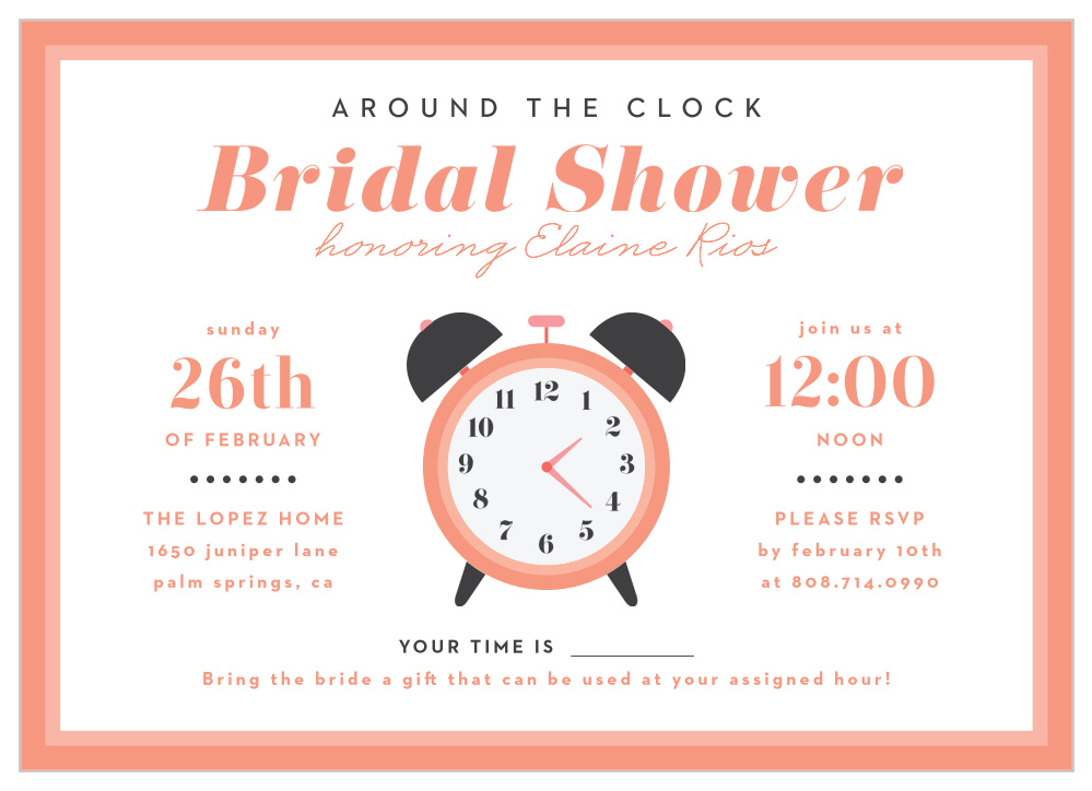Around The Clock Bridal Shower Invitation By Basic Invite