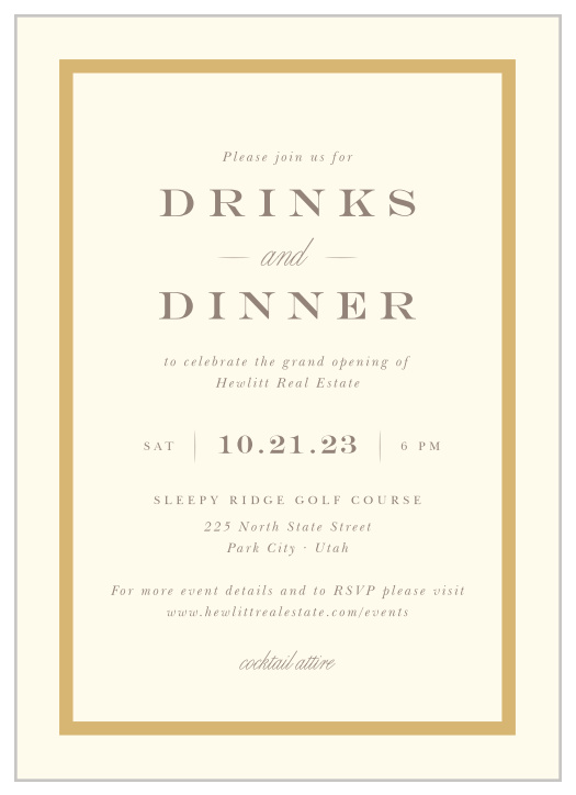 Your guests will be thrilled to attend your party after receiving your Golden Frame Party Invitations!