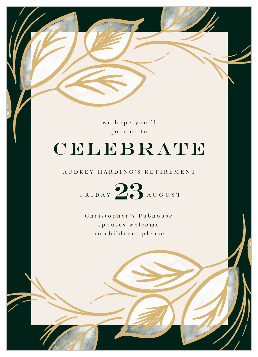 Foliage Celebration Retirement Invitations