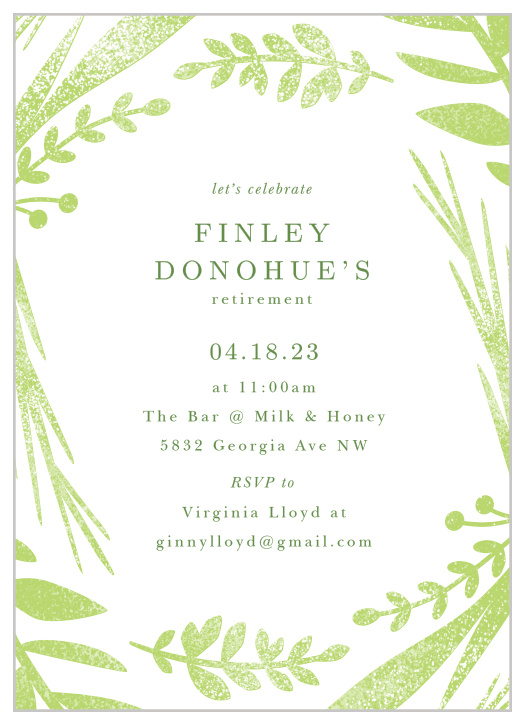 Get ready to celebrate with our Sweet Leaf Retirement Invitations.